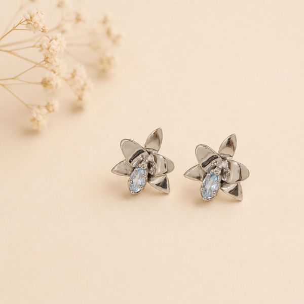 Brinco mini Orquídea - Topázio sky
