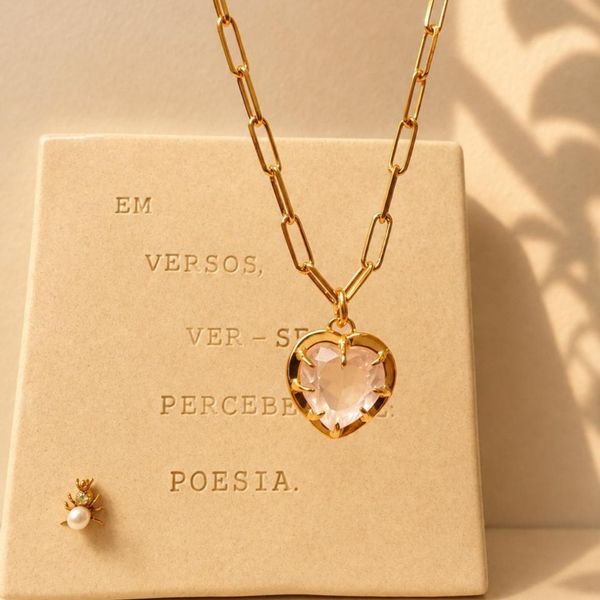 Colar Marie Curie- Quartzo Rosa 