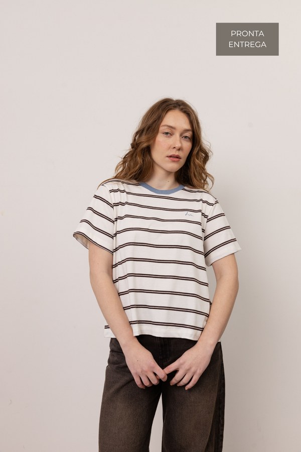 Foto do produto T-SHIRT CORE - LISTRADO MARROM