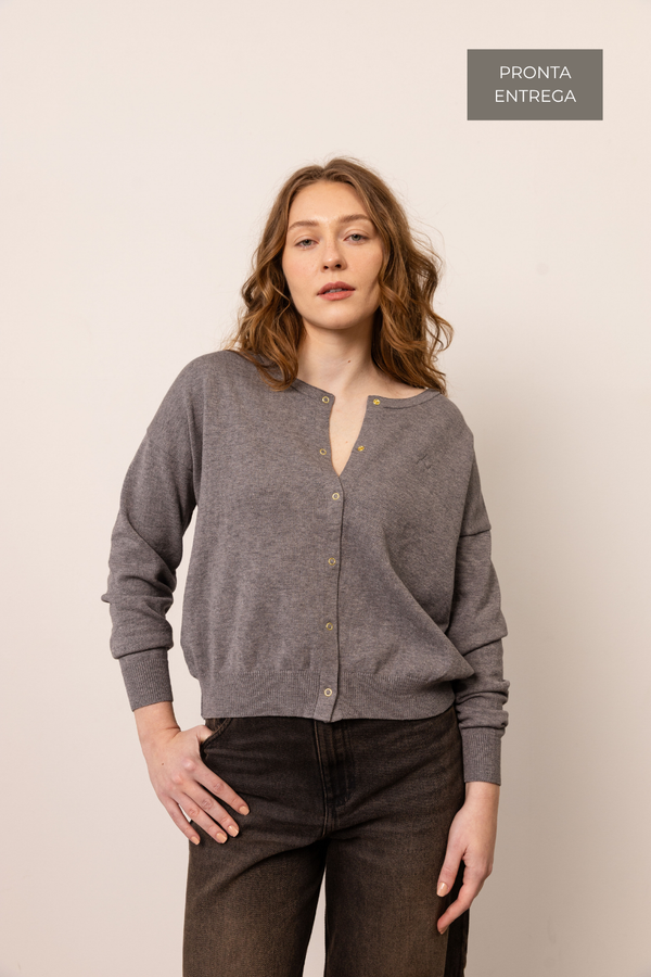 Foto do produto CARDIGAN TRICOT CORE - CINZA MESCLA