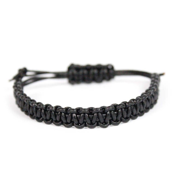 Pulseira - Macramê couro preta | Macrame Leather Bracelet Black