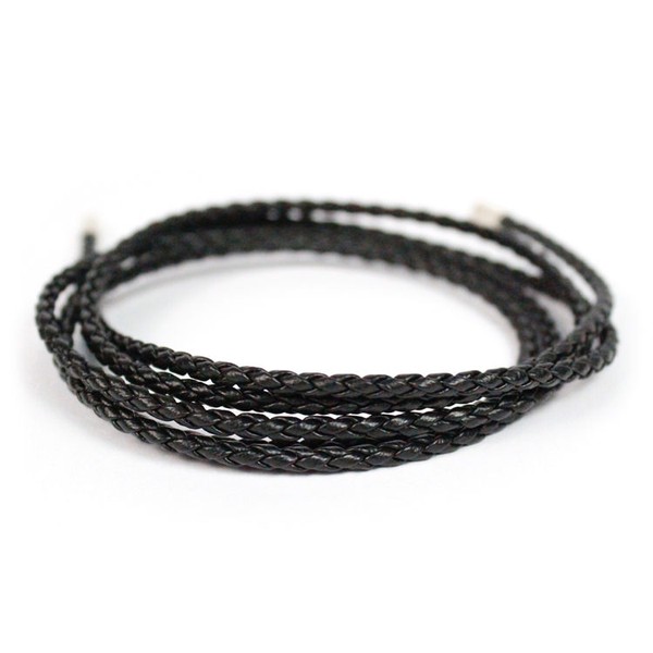 Pulseira - Whip couro trançado preta | Leather Braided Whip Black