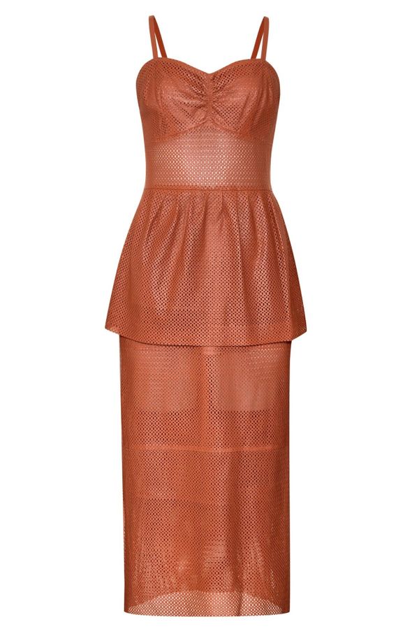 Foto do produto VESTIDO BARDOT PERFUROS COURO