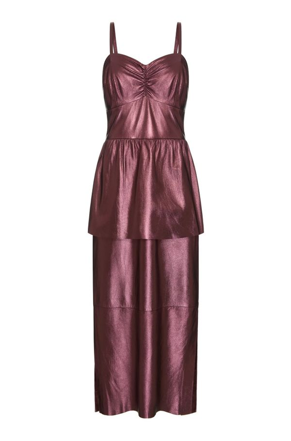 Foto do produto VESTIDO BARDOT LISO COURO METALIZADO