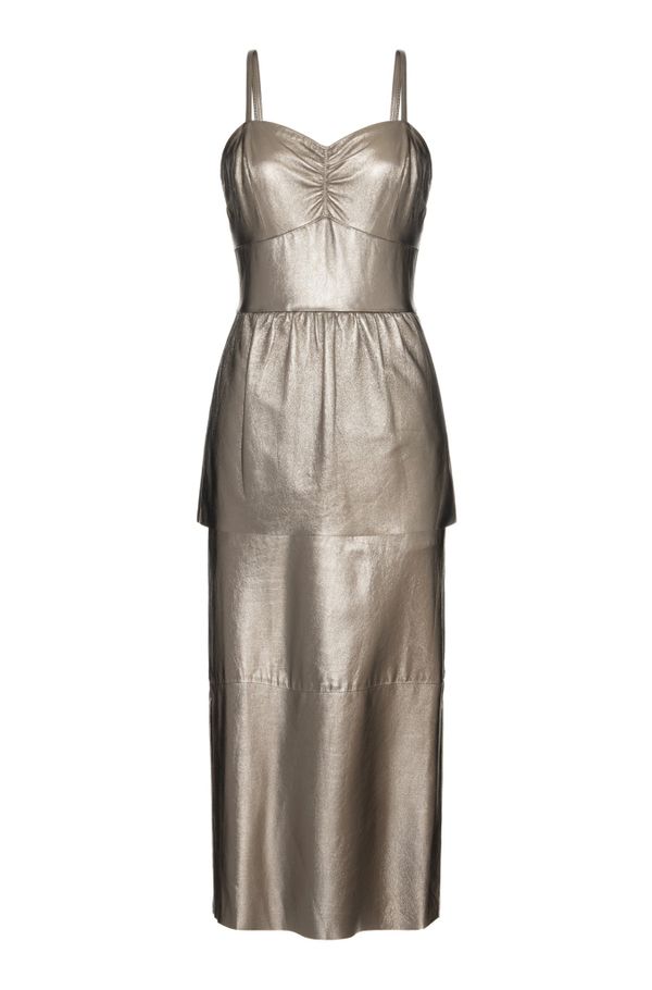 Foto do produto VESTIDO BARDOT LISO COURO METALIZADO