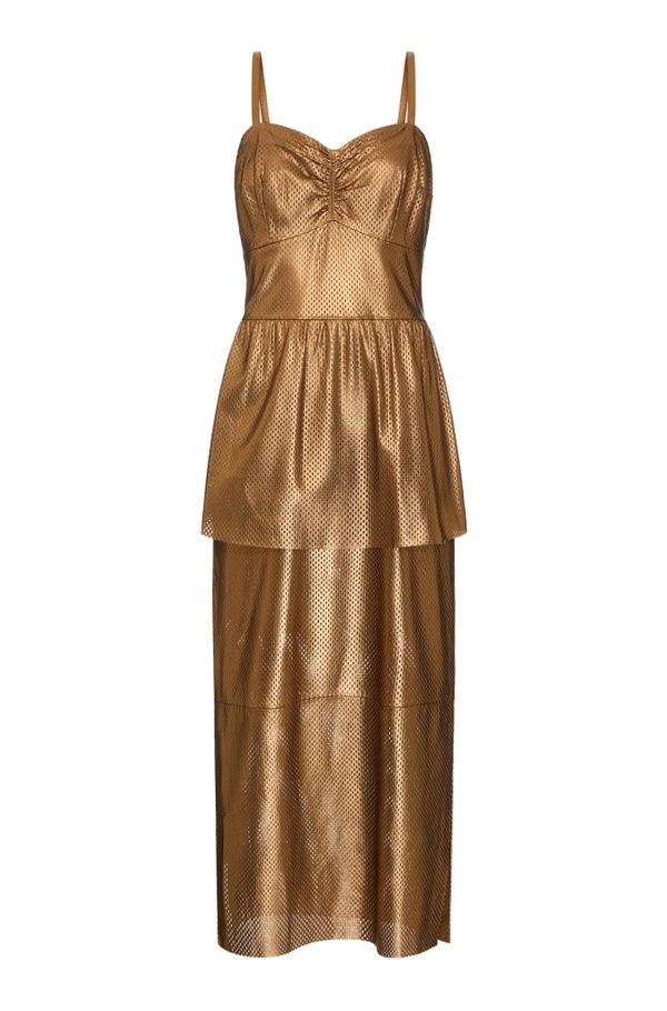 Foto do produto VESTIDO BARDOT PERFUROS COURO METALIZADO