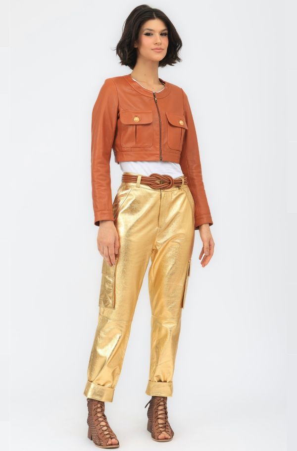 Foto do produto CALÇA DIANA CARGO COURO METALIZADO