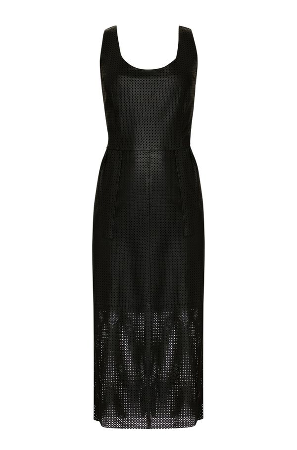 Foto do produto VESTIDO CAROLA PEPLUM PERFUROS COURO
