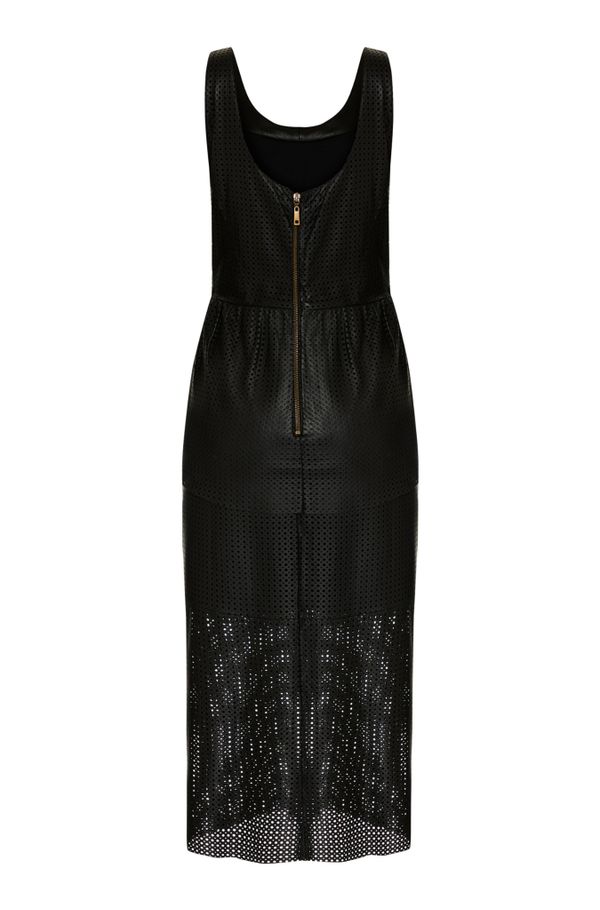 Foto do produto VESTIDO CAROLA PEPLUM PERFUROS COURO