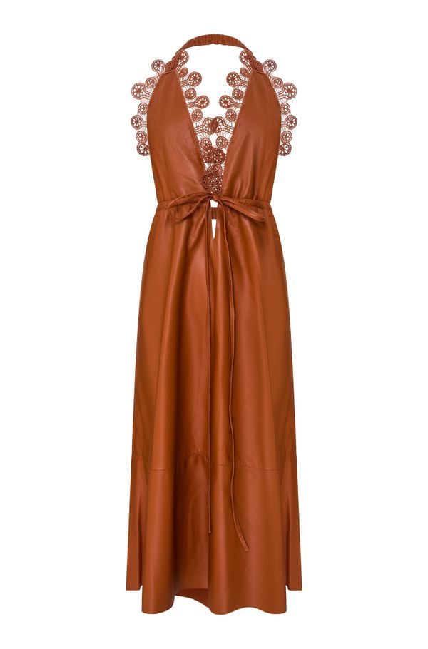 Foto do produto VESTIDO MARGOT LISO COM BORDADO COURO