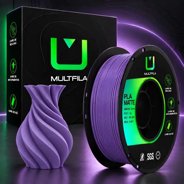 Rolo de filamento PLA Matte Roxo Iris Multfila de 1 kg
