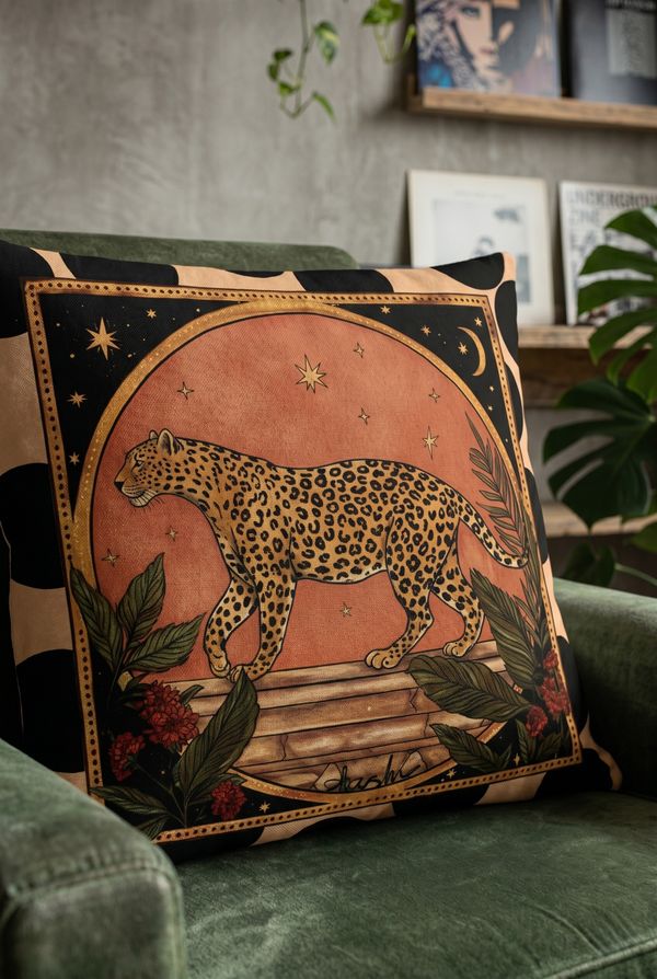 Foto do produto CAPA DE ALMOFADA LEOPARDO VINTAGE