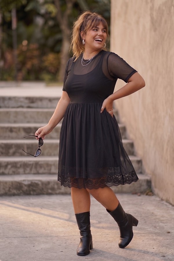 Foto do produto VESTIDO TULE CINDY LAUPER PRETO