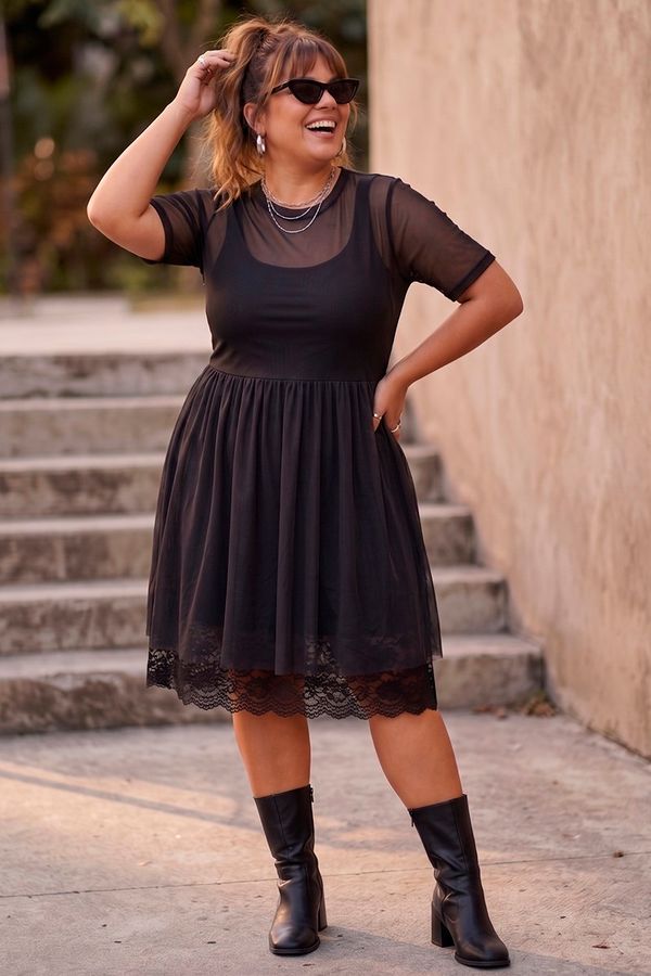 Foto do produto VESTIDO TULE CINDY LAUPER PRETO