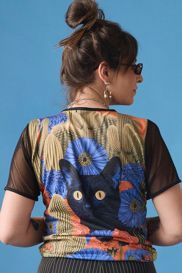 Foto do produto BLUSA MANGA TULE GATO