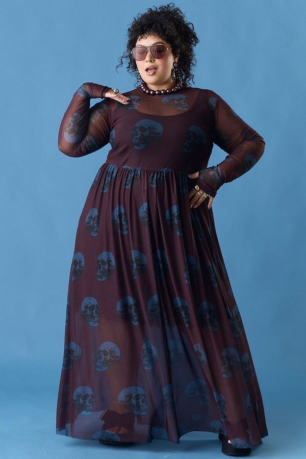 Foto do produto VESTIDO LONGO TULE CAVEIRA AZUL