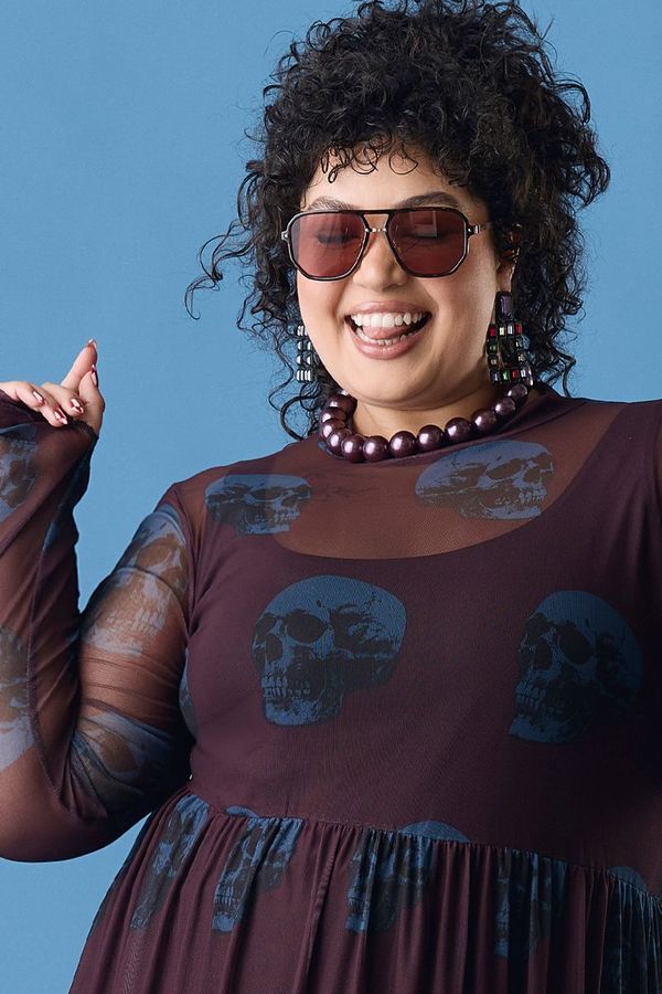 Foto do produto VESTIDO LONGO TULE CAVEIRA AZUL