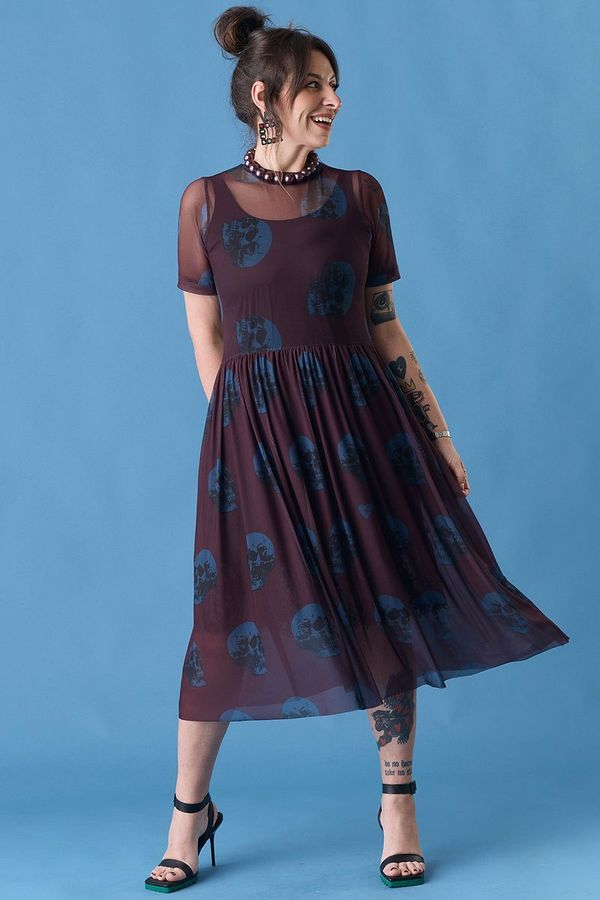 Foto do produto VESTIDO MIDI TULE CAVEIRA AZUL