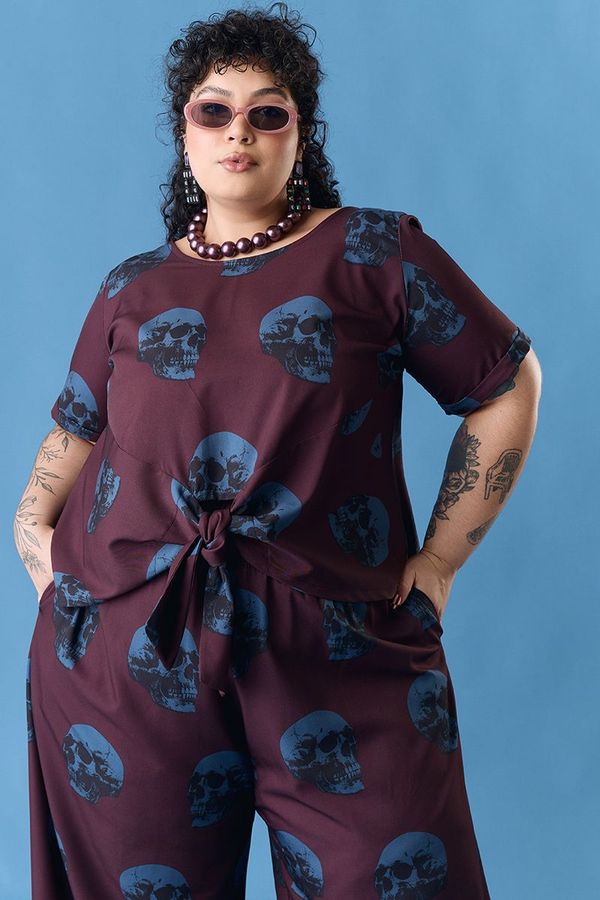 Foto do produto BLUSA AMARRA CAVEIRA AZUL