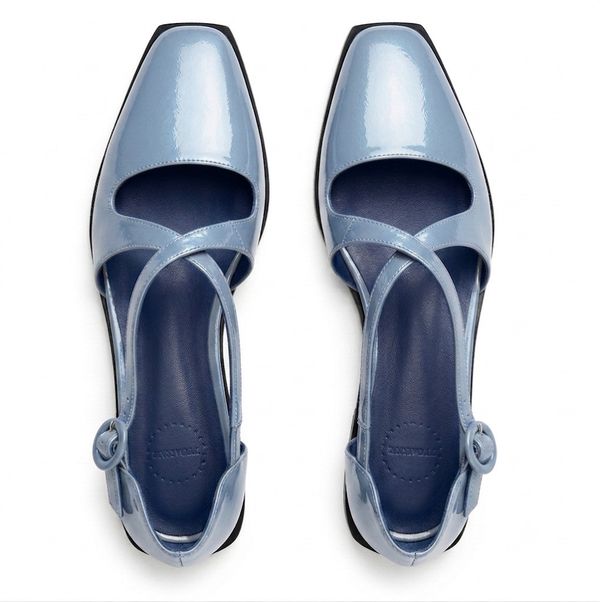 Foto do produto MARY PINGA FLAT VERNIZ AZUL BEBE