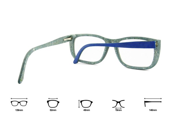 Óculos Guimarães - Azul Sólido/Verde Mare