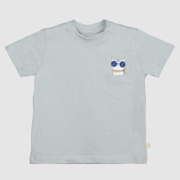 Camiseta Infantil Cinza Com Bolso