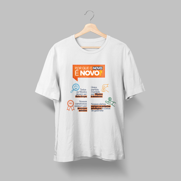 Foto do produto Camiseta Por que o NOVO é Novo? Branca (Unissex)