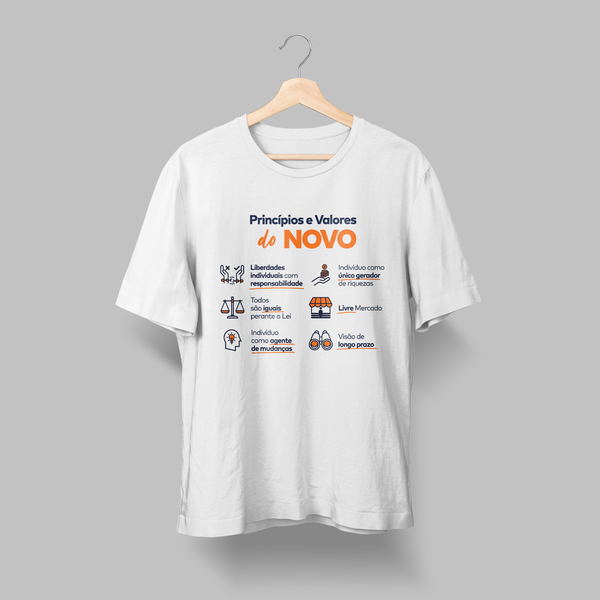 Foto do produto Camiseta Princípios e Valores do NOVO Branca (Unissex)