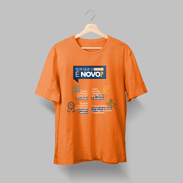 Foto do produto Camiseta Por que o NOVO é Novo? Laranja (Unissex)