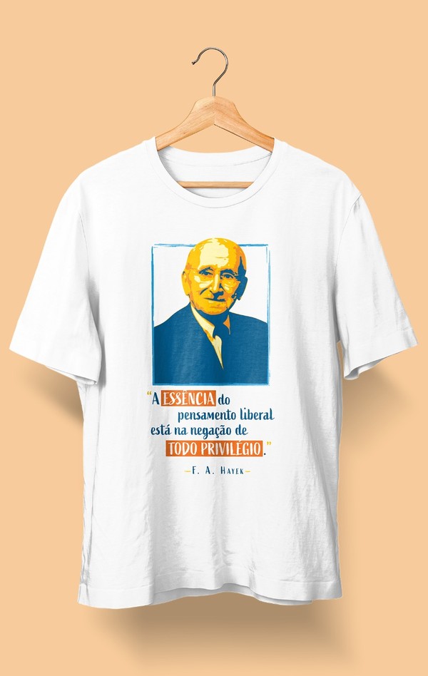 Foto do produto Camiseta Friedrich Hayek Branca (Feminina)