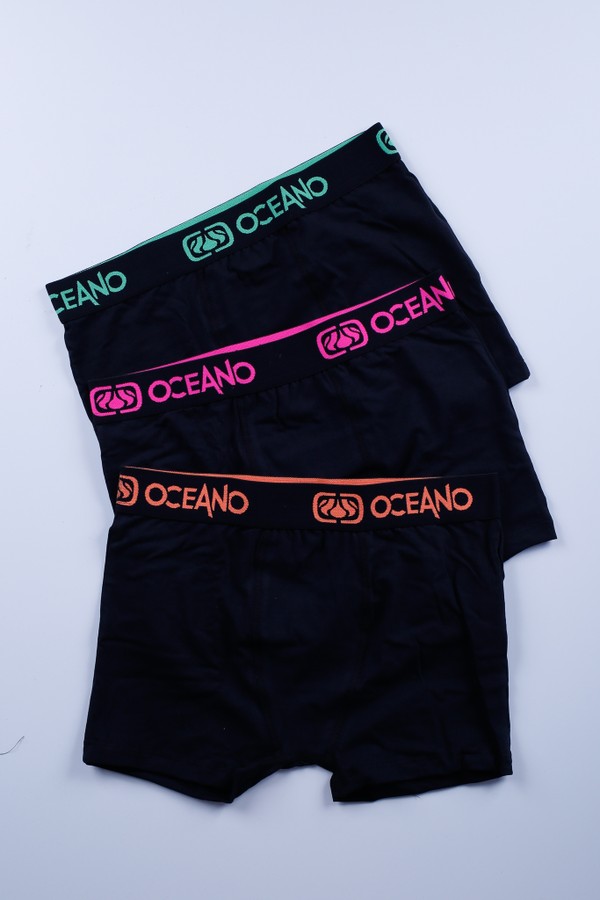 KIT 3 CUECAS BOXER OCEANO PRETO NEON