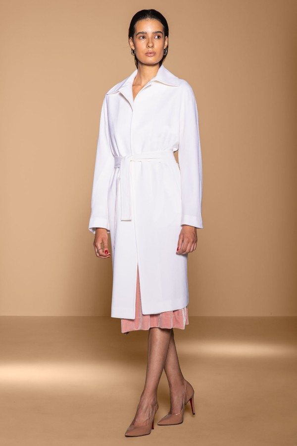 Cappotto lã vestaglia Alessandra off-white