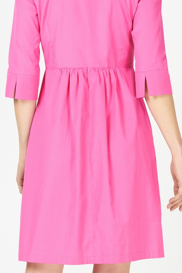 Vestido algodão com mangas e botões Sônia rosa
