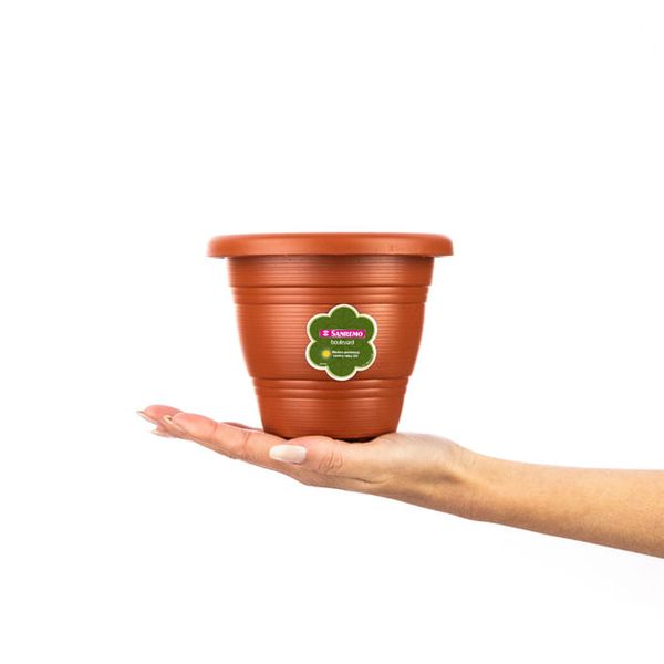Foto do produto VASO REDONDO PLÁSTICO SANREMO 13CM | MACETA DE PLÁSTICO 13CM | ROUND PLASTIC SANREMO PLANTER 5´´