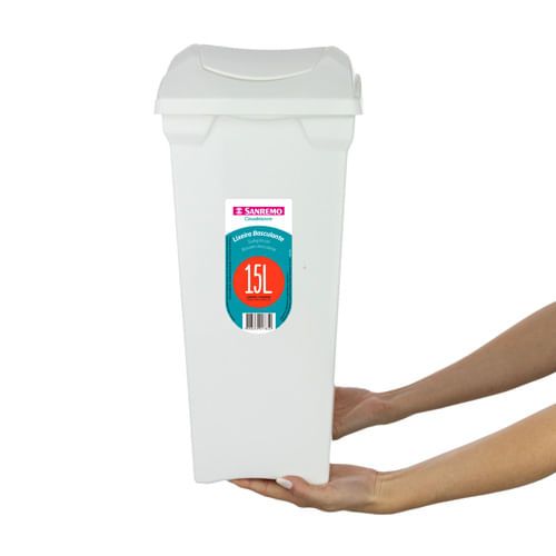 Foto do produto LIXEIRA PLÁSTICA BASCULANTE SANREMO 15L | PAPELERA PLÁSTICA BASCULANTE SANREMO 15L | SANREMO PLASTIC SWING LID WASTE BIN 3.2GAL