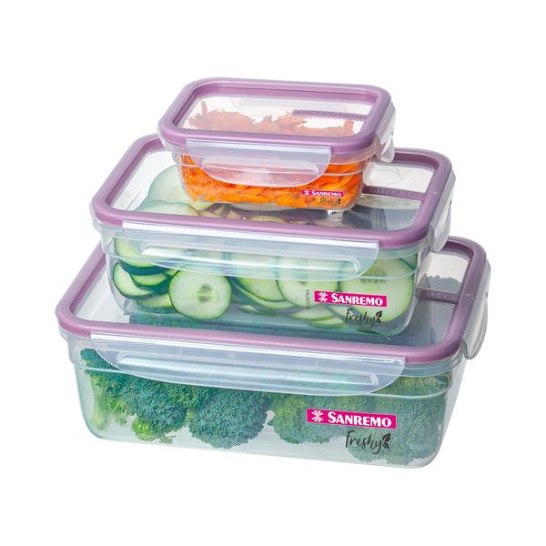 Foto do produto CONJ. 3 POTES PLÁSTICO SANREMO | CONJUNTO 3 CONTENEDORES PLÁSTICO SANREMO | SANREMO PLASTIC FOOD CONTAINER SET OF 3