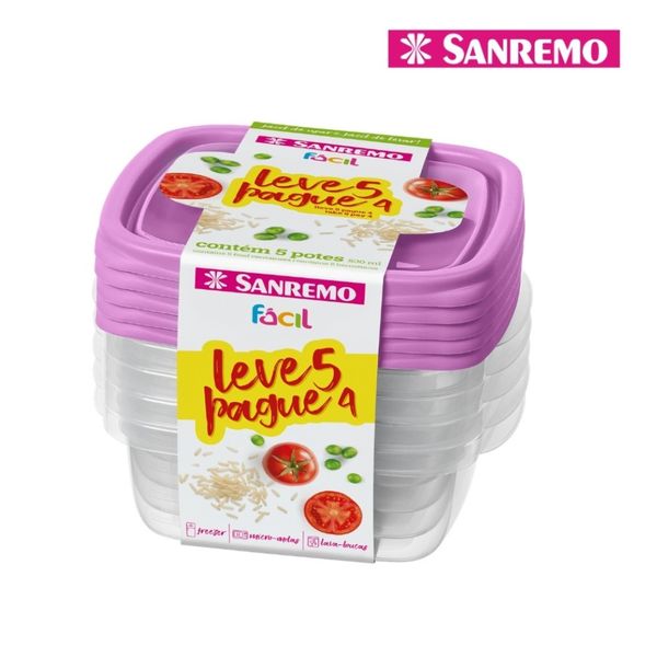 Foto do produto CONJ. L5P4 POTES PLÁSTICO SANREMO 530ML | CONJ. C5P4 CONTENEDORES PLÁSTICO SANREMO 530ML | SANREMO PLASTIC CONTAINER  L5P4 SET 17.9FL OZ