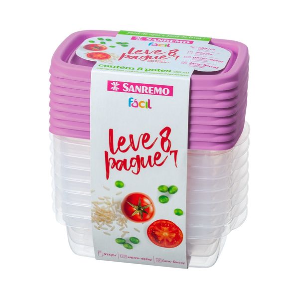 Foto do produto CONJ. L8P7 POTES PLÁSTICO SANREMO 280ML | CONJ. C8L7 CONTENEDORES PLÁSTICO SANREMO 280ML | SANREMO PLASTIC CONTAINER L8P7 SET  9.4FL OZ