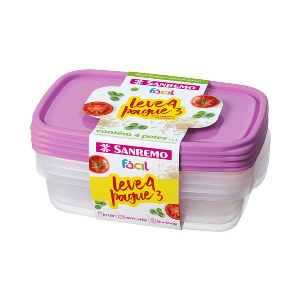 Foto do produto CONJ. L4P3 POTES PLÁSTICO SANREMO 1,8L | CONJ. C4L3 CONTENEDORES PLÁSTICO SANREMO 1,8L | SANREMO PLASTIC CONTAINER L4P3 SET  0.3GAL