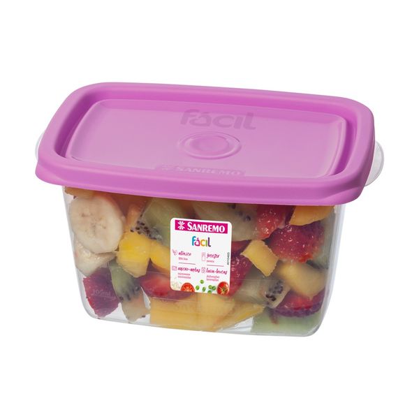 Foto do produto POTE RETANG. PLÁSTICO SANREMO 580ML | CONTENEDOR RECTANGULAR PLÁSTICO SANREMO 580ML | SANREMO PLASTIC RECTANGULAR CONTAINER 19.6FL OZ