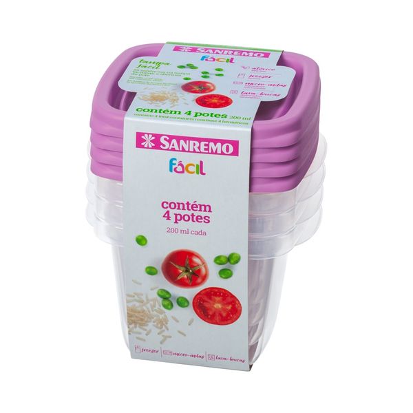 Foto do produto CONJ. 4 POTES PLÁSTICO SANREMO 200ML | CONJ. 3 CONTENEDORES PLÁSTICO SANREMO 200ML | SANREMO PLASTIC CONTAINER SET OF 4  6.7FL OZ
