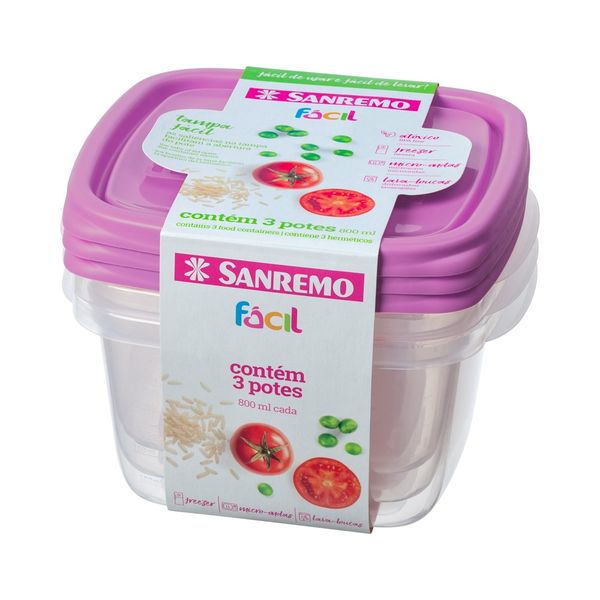 Foto do produto CONJ 3 POTES PLÁSTICO SANREMO 800ML | CONJ. 3 CONTENEDORES PLÁSTICO SANREMO 800ML | SANREMO PLASTIC CONTAINER SET OF 3  27FL OZ