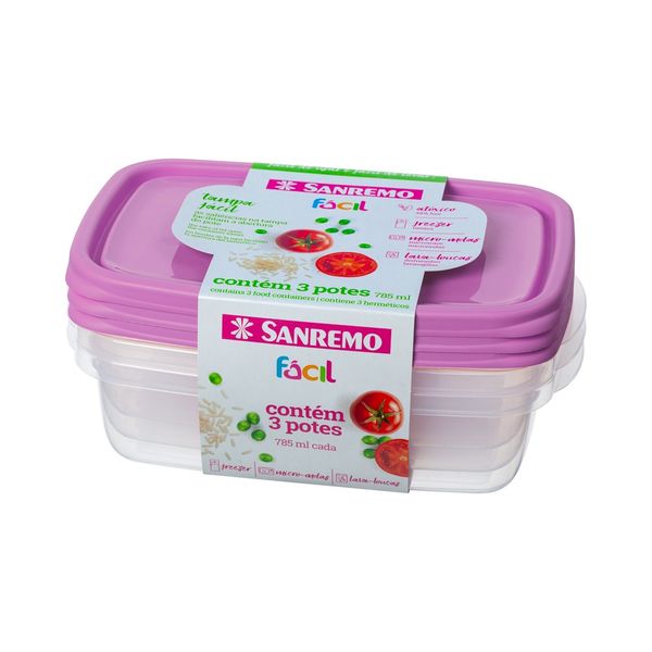 Foto do produto CONJ. 3 POTES PLÁSTICO SANREMO 785ML | CONJ. 3 CONTENEDORES PLÁSTICO SANREMO 785ML | SANREMO PLASTIC CONTAINER SET OF 3  26.5 FL OZ