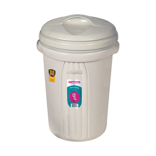 Foto do produto CESTO PLÁSTICO PARA LIXO SANREMO 9L | CESTO PLÁSTICO PARA BASURA SANREMO 9L | SANREMO PLASTIC WASTE BIN 1.9GAL