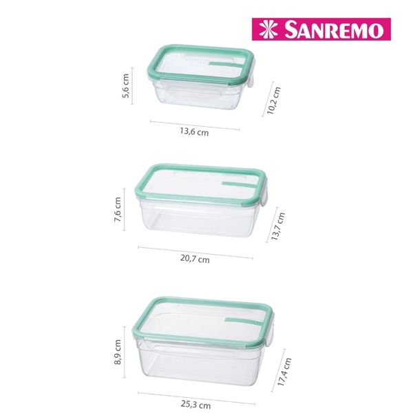 Foto do produto CONJ. 3 POTES PLÁSTICO SANREMO | CONJUNTO 3 CONTENEDORES PLÁSTICO SANREMO | SANREMO PLASTIC FOOD CONTAINER SET OF 3