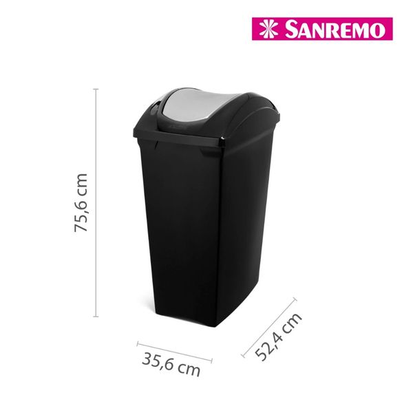 Foto do produto LIXEIRA BASCULANTE PLÁSTICA 70L | PAPELERA PLÁSTICA BASCULANTE SANREMO 70L | SANREMO PLASTIC SWING LID WASTE BIN 18.4GAL