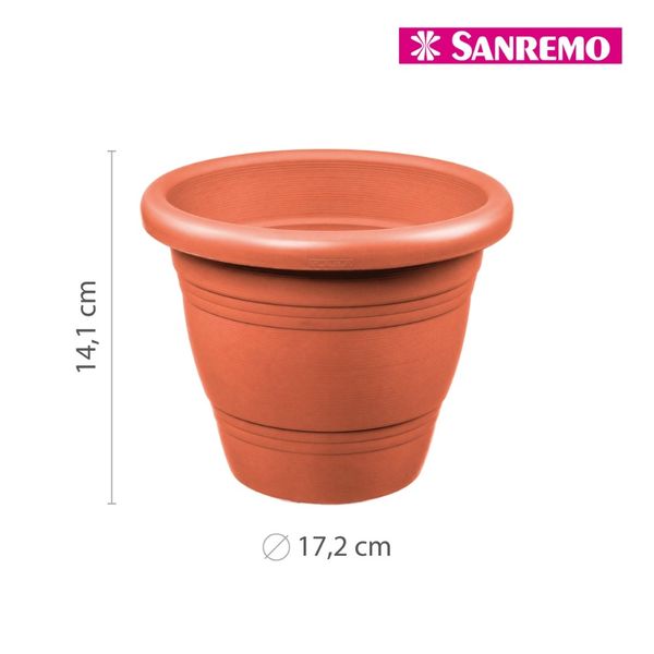 Foto do produto VASO REDONDO PLÁSTICO SANREMO 17CM | MACETA SANREMO REDONDA PLÁSTICO 17CM | ROUND PLASTIC SANREMO PLANTER 6.6´´