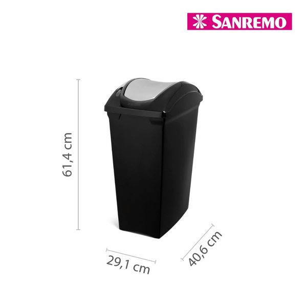 Foto do produto LIXEIRA PLÁSTICA BASCULANTE SANREMO 40L | PAPELERA PLÁSTICA BASCULANTE SANREMO 40L | SANREMO PLASTIC SWING LID WASTE BIN 10.5GAL
