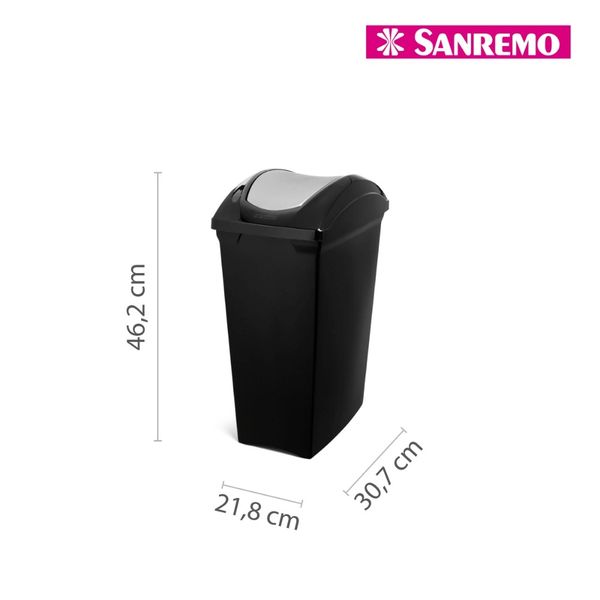 Foto do produto LIXEIRA PLÁSTICA BASCULANTE SANREMO 15L | PAPELERA PLÁSTICA BASCULANTE SANREMO 15L | SANREMO PLASTIC SWING LID WASTE BIN 3.2GAL