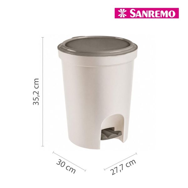 Foto do produto LIXEIRA RED. C/PEDAL PLÁST. SANREMO 13,5L | PAPELERA REDONDA PLÁSTICA CON PEDAL SANREMO 13.5L | SANREMO PLASTIC SWING LID WASTE BIN 3.5GAL